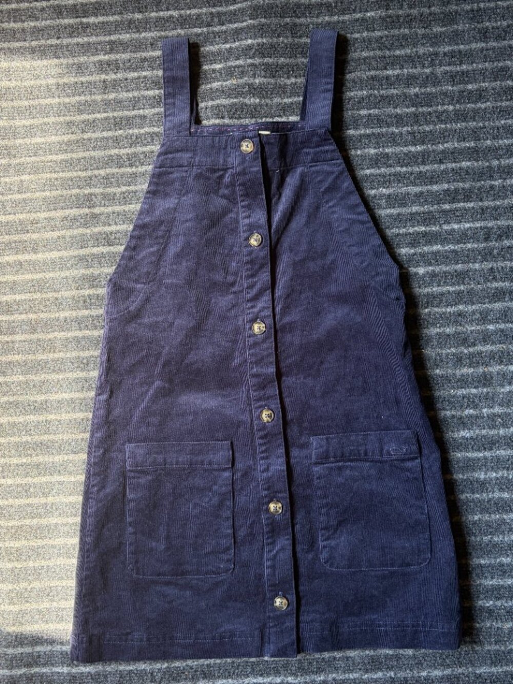 Vineyard Vines Navy blue corduroy button-front jumper dress Size 10 - Picture 2 of 6